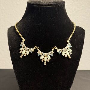 Charming Charlie | Y2K Gold, Blue & Cream Statement Necklace